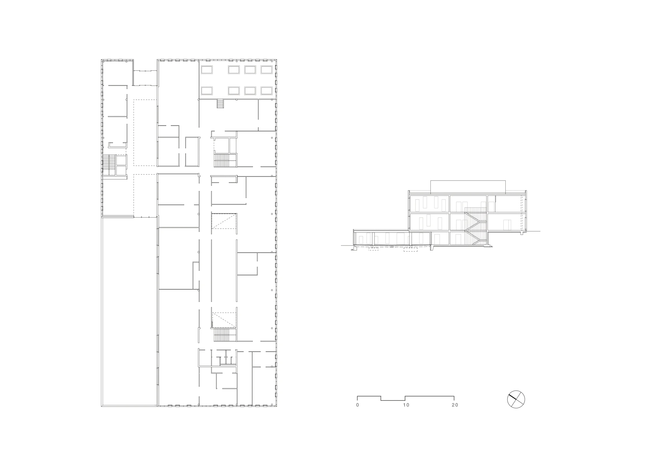 Plan du RDC et coupe transversale